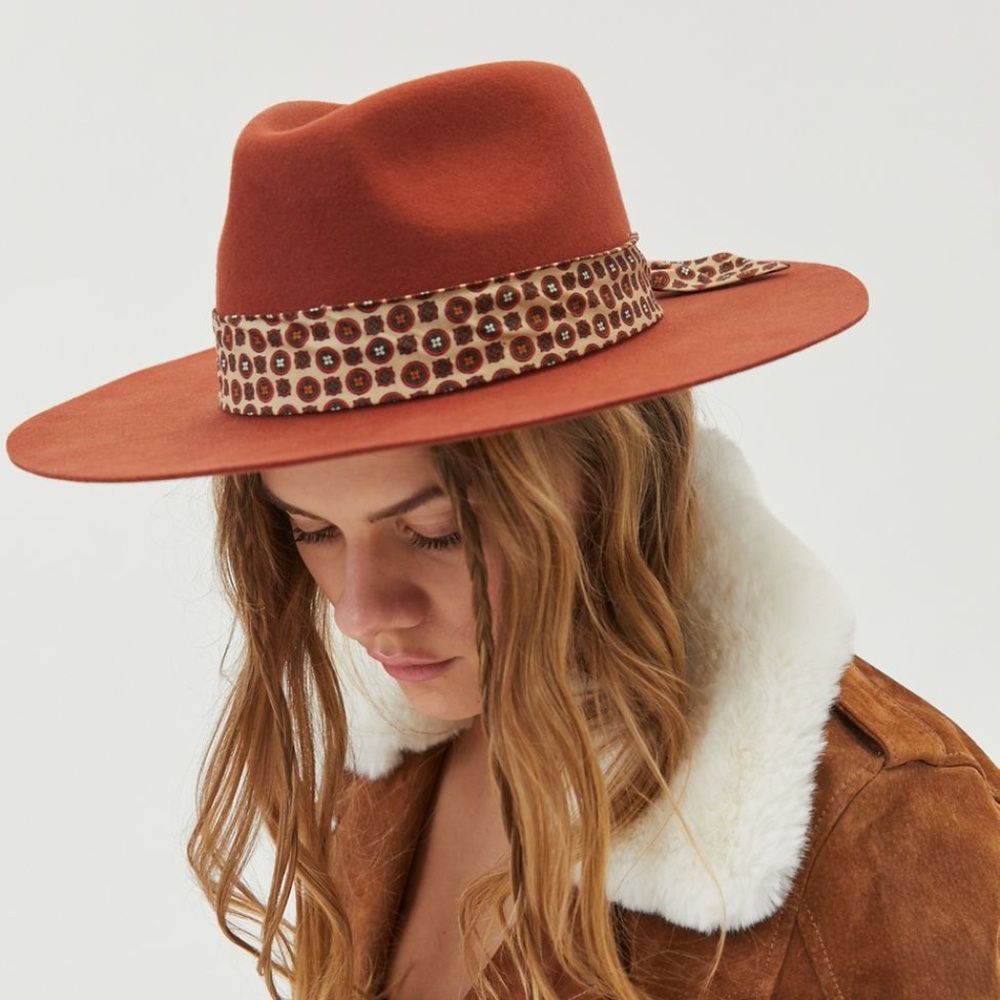 Free People Wyeth Ribbon Flat Brim Felt Fedora
